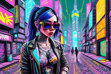 Image showing cyberpunk graffiti portrait illustration