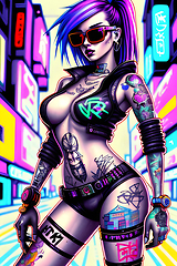 Image showing cyberpunk graffiti portrait illustration