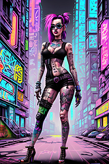 Image showing cyberpunk graffiti portrait illustration