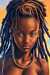 Image showing illustration of beautiful african girl