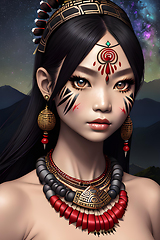 Image showing illustration of beautiful asian tribal woman