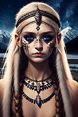 Image showing illustration of beautiful slavic tribal woman