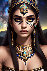 Image showing illustration of beautiful caucasian tribal woman