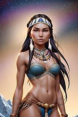 Image showing illustration of beautiful native american girl