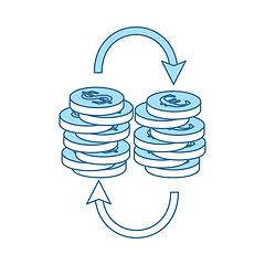 Image showing Dollar Euro Coins Stack Icon