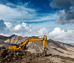 Image showing Road construction in mountains Himalayas