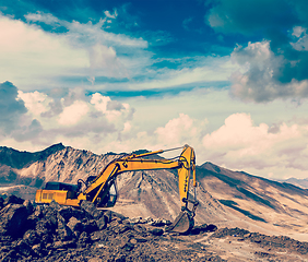 Image showing Road construction in mountains Himalayas