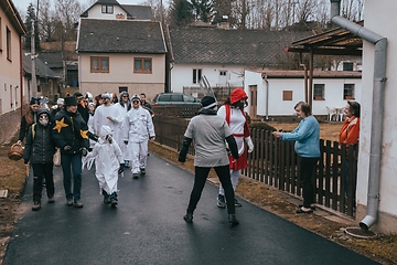 Image showing People attend the Slavic Carnival Masopust