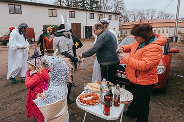 Image showing People attend the Slavic Carnival Masopust