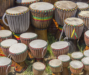 Image showing lots of african drums