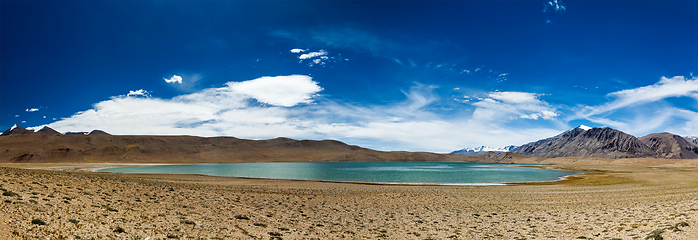 Image showing Panorama of Himalayan lake Kyagar Tso, Ladakh, India