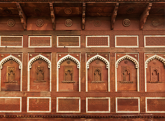 Image showing Wall decoration in Agra fort. Agra, Uttar Pradesh, India