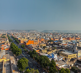 Image showing Aerial view of Jaipur (Pink city), Rajasthan, India