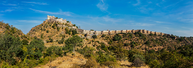 Image showing Panorama of Kumbhalgrh fort. Rajasthan, India