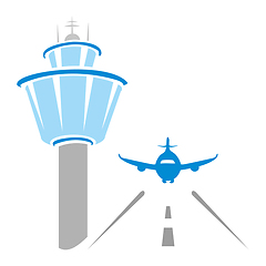 Image showing Airplane landing at airport