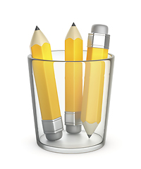 Image showing Glass cup with pencils
