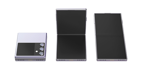 Image showing Group of three foldable smartphones