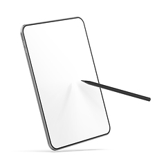 Image showing Tablet with empty screen and digital pen