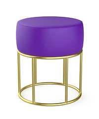 Image showing Purple leather stool with golden legs