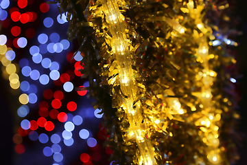 Image showing Bright Christmas decoration, abstract background out of focus