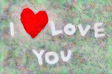 Image showing Inscription I Love You with abstract red heart