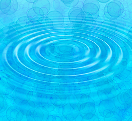 Image showing Blue abstract background with water ripples and bubbles