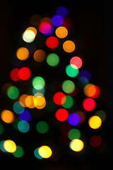 Image showing Defocused bright colorful lights, holiday background