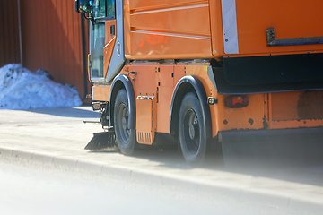 Image showing Street Sweeper Machine Cleans the Pavement