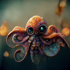 Image showing Funny cartoon octopus. Digtal generated illustration.