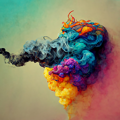 Image showing Abstract design of a dust cloud. Colorful rainbow of dust partic