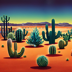 Image showing Desert landscape. Desert area, sand terrain - Africa, Sahara, or