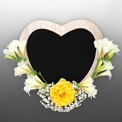 Image showing In Memorium Heart Shaped Frame and Flower Composition