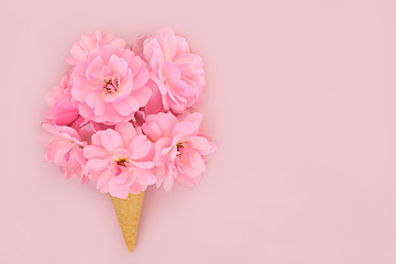 Image showing Rose Flower Surreal Ice Cream Waffle Cone Design 