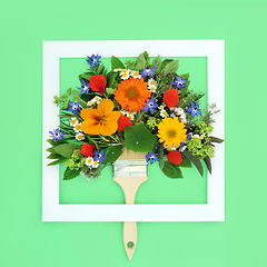 Image showing Summer Flower Wildflowers and Herbs Paintbrush Surreal Concept