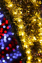 Image showing Bright Christmas decoration, abstract background out of focus