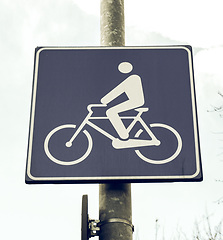 Image showing Vintage looking Bike lane sign