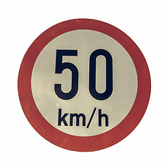 Image showing Vintage looking Speed limit sign