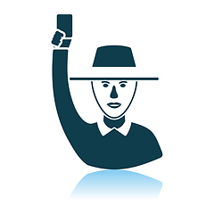 Image showing Cricket Umpire With Hand Holding Card Icon