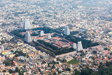 Image showing Hindu temple and indian city aerial view