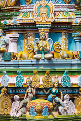 Image showing Sculptures on Hindu temple gopura (tower)