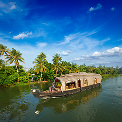 Image showing Houseboat on Kerala backwaters, India