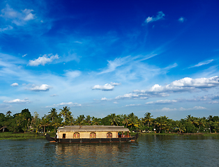 Image showing Houseboat on Kerala backwaters, India