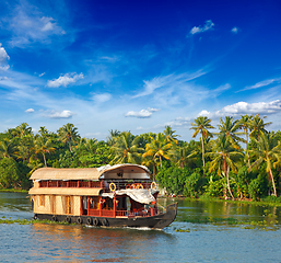 Image showing Houseboat on Kerala backwaters, India