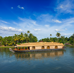 Image showing Houseboat on Kerala backwaters, India