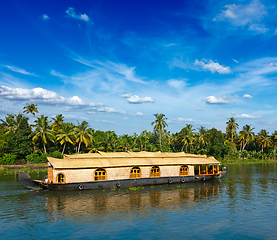 Image showing Houseboat on Kerala backwaters, India