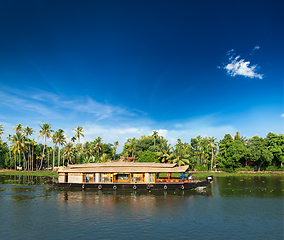 Image showing Houseboat on Kerala backwaters, India