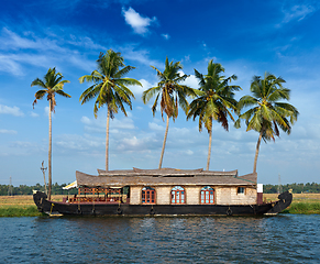 Image showing Houseboat on Kerala backwaters, India