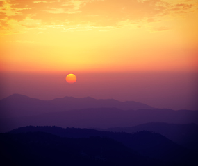 Image showing Sunset in hills