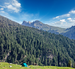 Image showing Camp tent in mountain