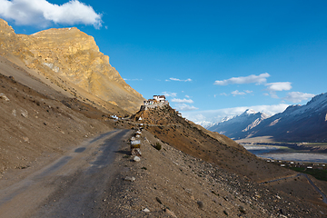 Image showing Road to Kee (Ki, Key) Monastery. Spiti Valley, Himachal Pradesh